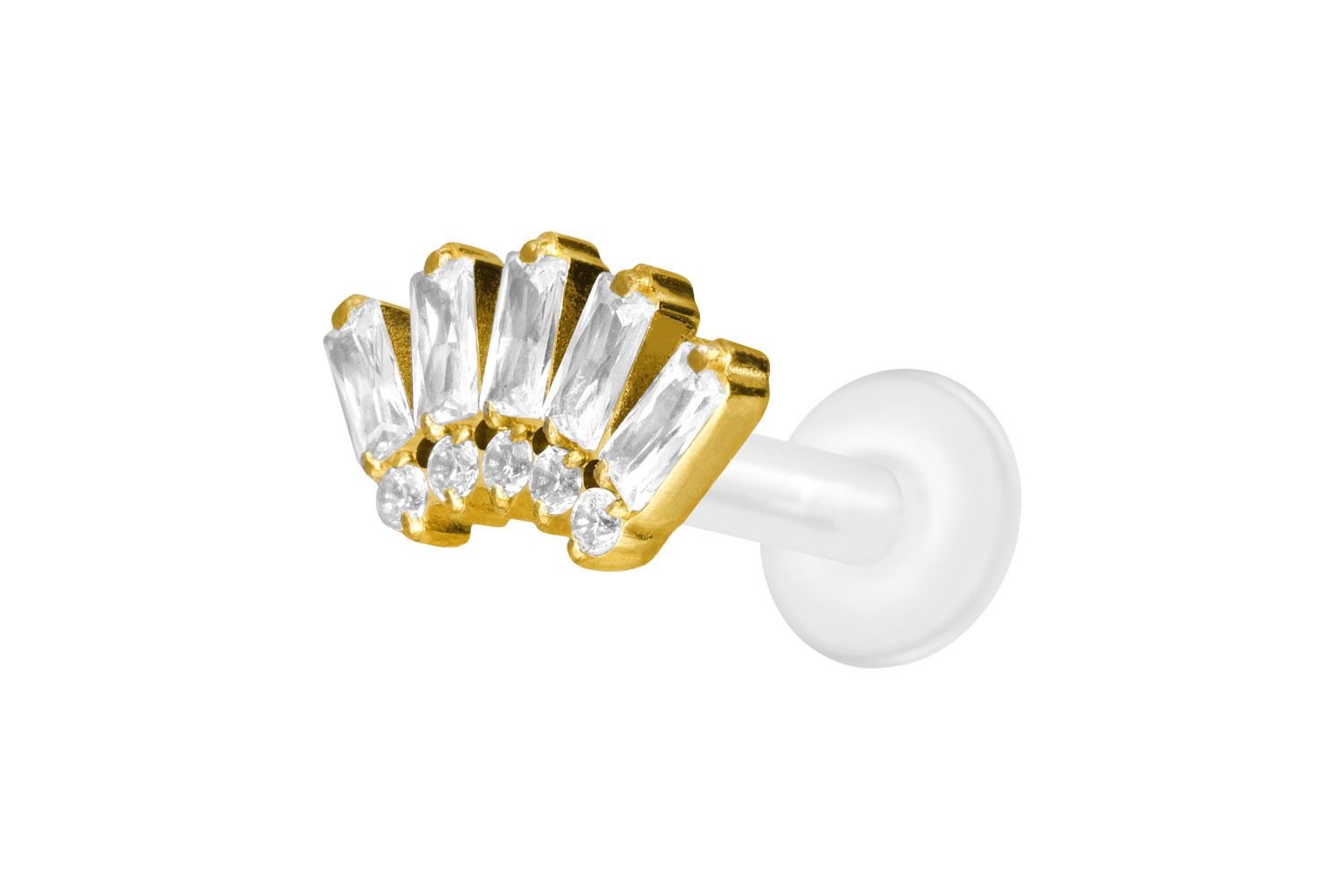 PTFE Labret Piercing mit Innengewinde + Titan-Aufsatz 10 EINGEFASSTE KRISTALLE